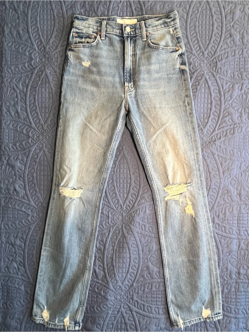 Mother Superior High Waisted Rider Skimp Straight Leg The Confession/Light Sz 27